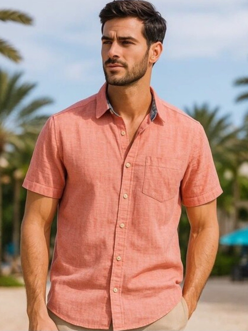 Nautica Coral Short-Sleeve Button-Down Shirt